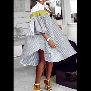 Stripe Plain Shirt Dress